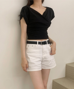 半袖Tシャツ シャーリング半袖Tシャツ BLACK