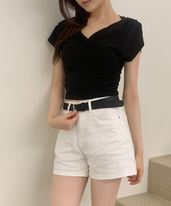 半袖Tシャツ シャーリング半袖Tシャツ BLACK