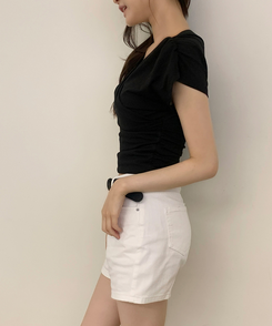 半袖Tシャツ シャーリング半袖Tシャツ BLACK