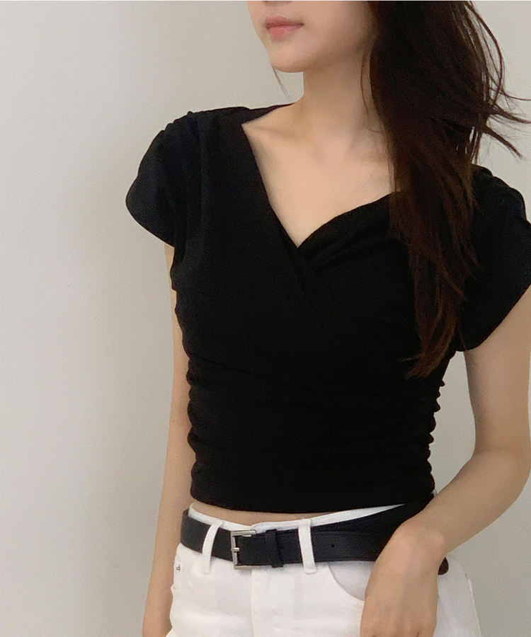 シャーリング半袖Tシャツ BLACK