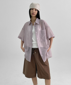 ショートパンツ コットンバンディングハーフパンツ BROWN