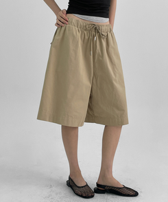 ショートパンツ コットンバンディングハーフパンツ BEIGE