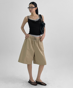 ショートパンツ コットンバンディングハーフパンツ BEIGE