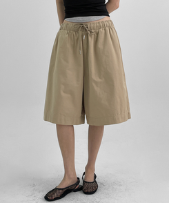 ショートパンツ コットンバンディングハーフパンツ BEIGE