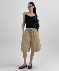 ショートパンツ コットンバンディングハーフパンツ BEIGE