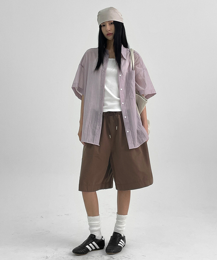 コットンバンディングハーフパンツ BROWN