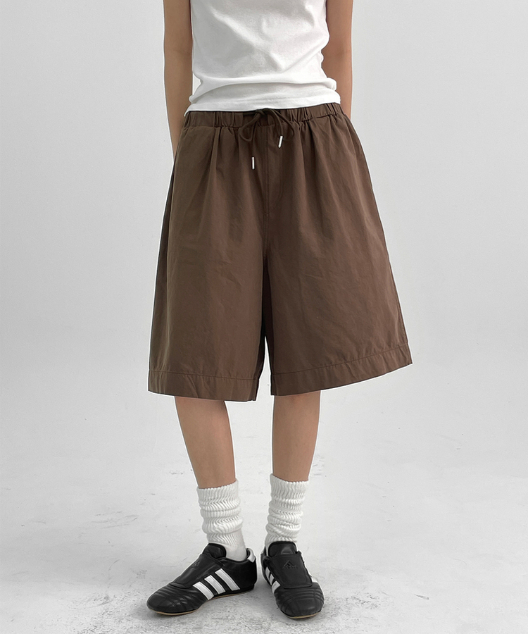 コットンバンディングハーフパンツ BROWN