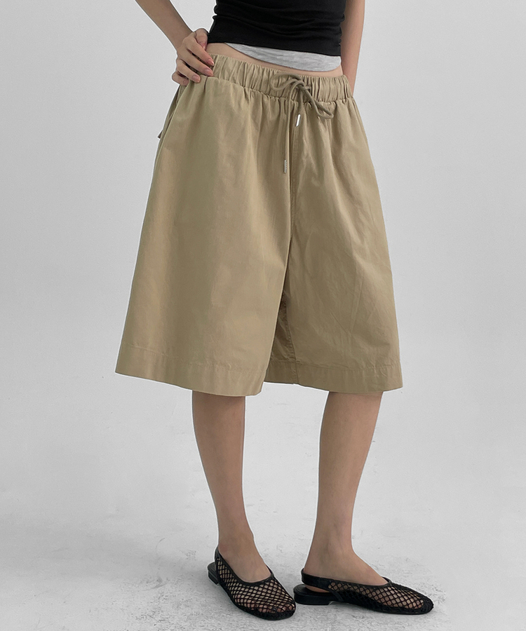 コットンバンディングハーフパンツ BEIGE