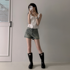 ショートパンツ ウォッシングデニムショートパンツ VINTAGE BLUE