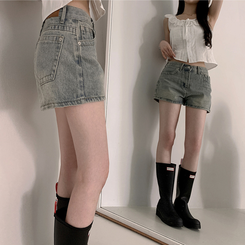 ショートパンツ ウォッシングデニムショートパンツ VINTAGE BLUE