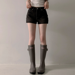 ショートパンツ ウォッシングデニムショートパンツ BLACK DENIM