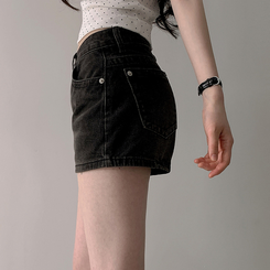 ショートパンツ ウォッシングデニムショートパンツ BLACK DENIM