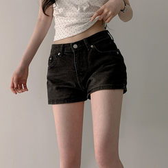 ショートパンツ ウォッシングデニムショートパンツ BLACK DENIM