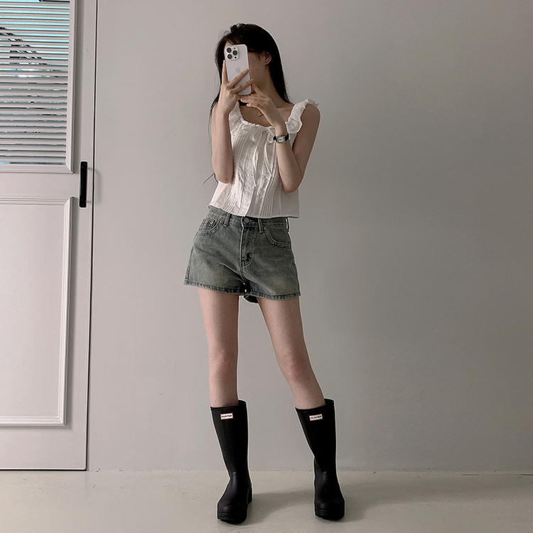 ウォッシングデニムショートパンツ VINTAGE BLUE