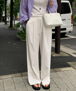 コットンパンツ コットンバンディングワイドパンツ IVORY