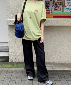 コットンパンツ コットンバンディングワイドパンツ BLACK