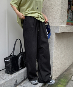 コットンパンツ コットンバンディングワイドパンツ BLACK