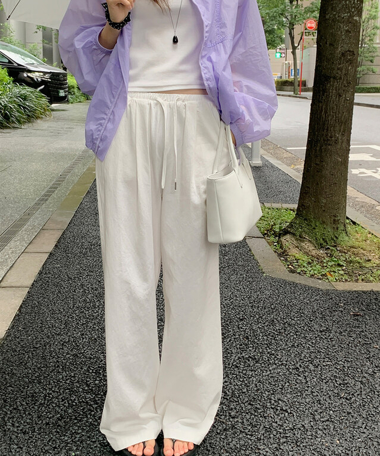 コットンバンディングワイドパンツ IVORY