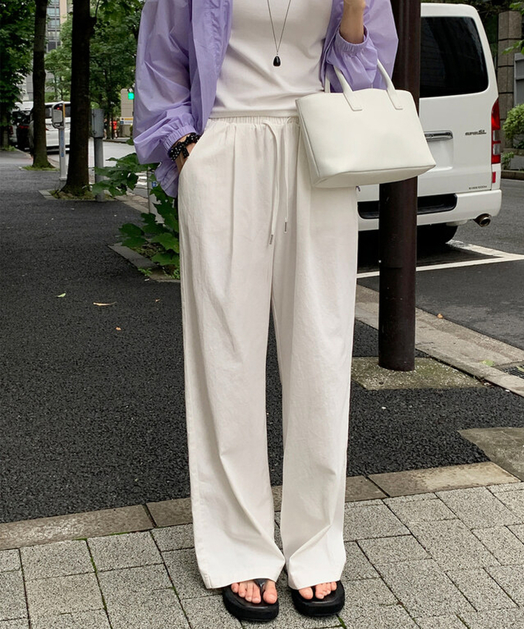 コットンバンディングワイドパンツ IVORY