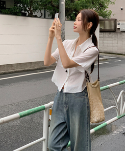 ブラウス シースルーポケット半袖ブラウス IVORY