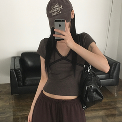 半袖Tシャツ パンチングレース半袖Tシャツ BROWN
