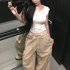 ニット サマーリボンキャップスリーブニット WHITE