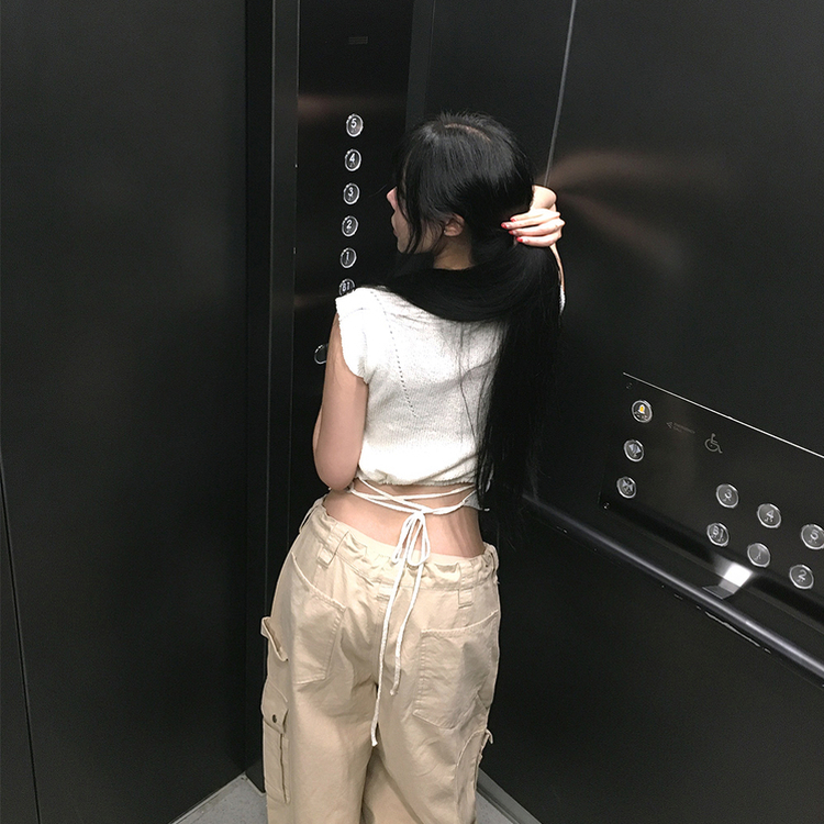 サマーリボンキャップスリーブニット WHITE