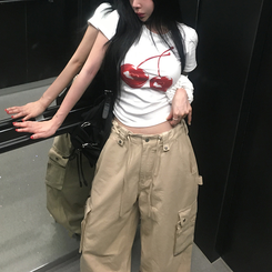 Y2Kチェリースリム半袖Tシャツ IVORY