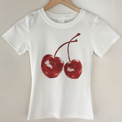 Y2Kチェリースリム半袖Tシャツ