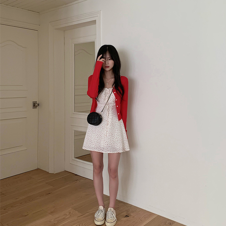 フラワーシャーリングリボンフレアワンピース IVORY
