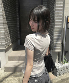 半袖Tシャツ ドットシースルーレイヤード半袖Tシャツ GREY