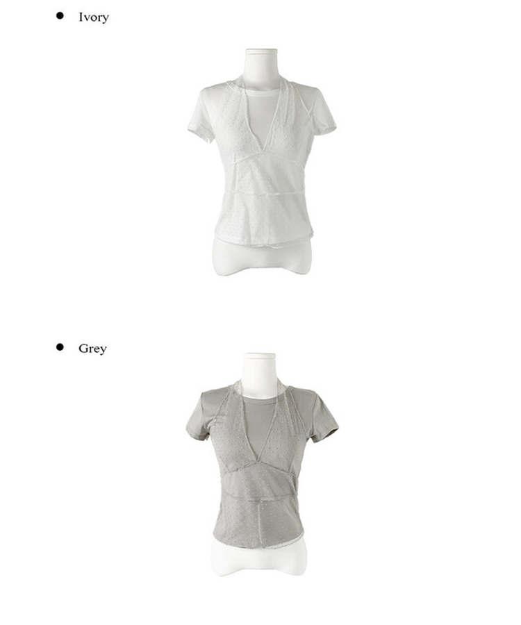 ドットシースルーレイヤード半袖Tシャツ