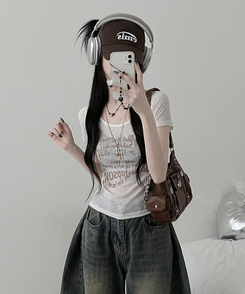 半袖Tシャツ レタリングシースルースリム半袖Tシャツ CREAM