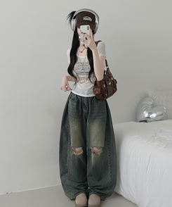 半袖Tシャツ レタリングシースルースリム半袖Tシャツ CREAM