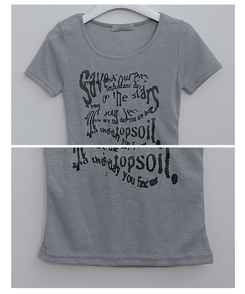 半袖Tシャツ レタリングシースルースリム半袖Tシャツ