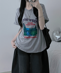 半袖Tシャツ フォレストプリンティング半袖Tシャツ GREY
