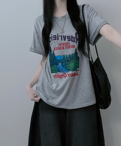 半袖Tシャツ フォレストプリンティング半袖Tシャツ GREY