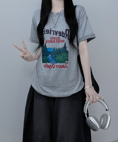 半袖Tシャツ フォレストプリンティング半袖Tシャツ GREY