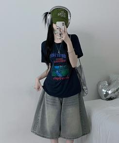 半袖Tシャツ フォレストプリンティング半袖Tシャツ NAVY