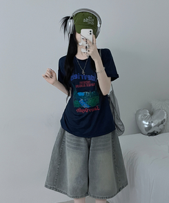 半袖Tシャツ フォレストプリンティング半袖Tシャツ NAVY
