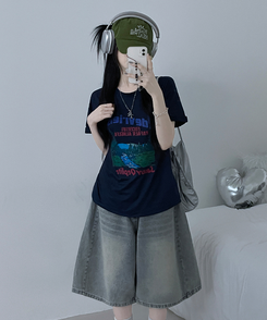 半袖Tシャツ フォレストプリンティング半袖Tシャツ NAVY