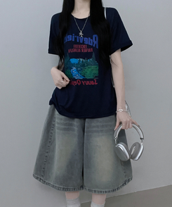 半袖Tシャツ フォレストプリンティング半袖Tシャツ NAVY