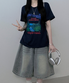 半袖Tシャツ フォレストプリンティング半袖Tシャツ NAVY