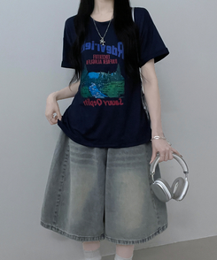 半袖Tシャツ フォレストプリンティング半袖Tシャツ NAVY
