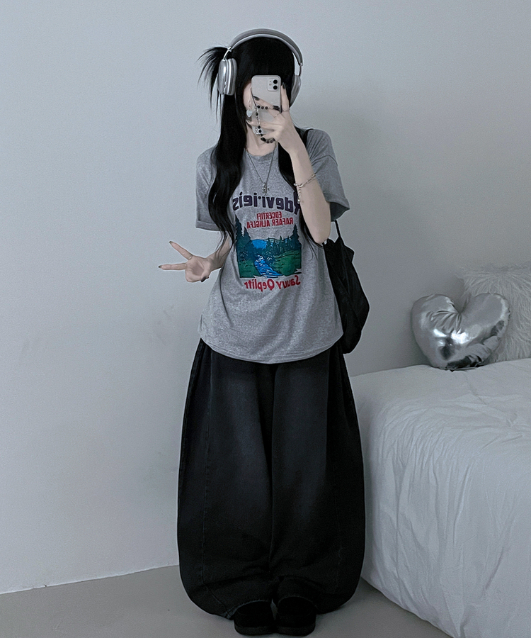フォレストプリンティング半袖Tシャツ GREY