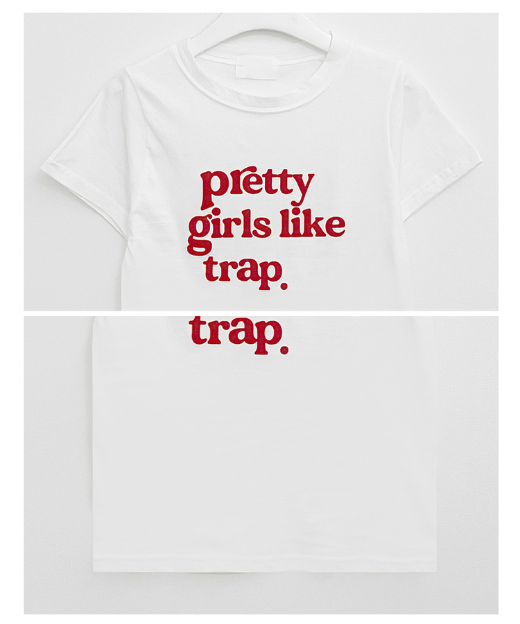 レタリングセミクロップ半袖Tシャツ
