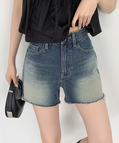 ショートパンツ ウォッシングデイリーデニムショートパンツ DEEP DENIM
