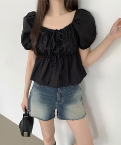 ショートパンツ ウォッシングデイリーデニムショートパンツ DEEP DENIM