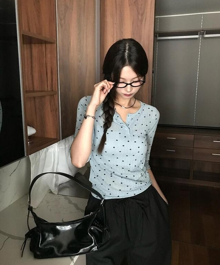 プレーンドット半袖Tシャツ BLUE