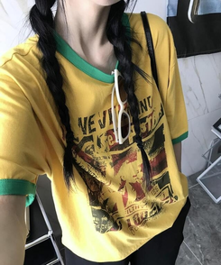 半袖Tシャツ バイカラー半袖Tシャツ DARK YELLOW
